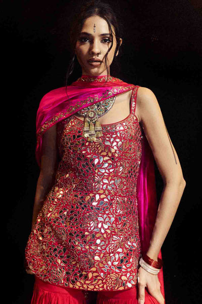 Punit Balana Surkh Laal Kurta Gharara Set indian designer wear online shopping melange singapore 