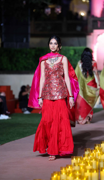 Punit Balana Surkh Laal Kurta Gharara Set indian designer wear online shopping melange singapore 