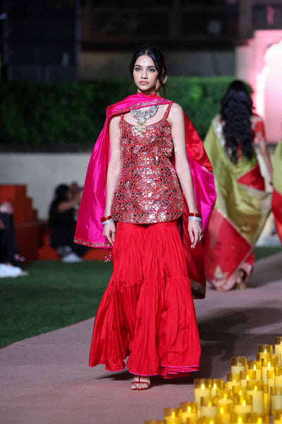 Punit Balana Surkh Laal Kurta Gharara Set indian designer wear online shopping melange singapore 