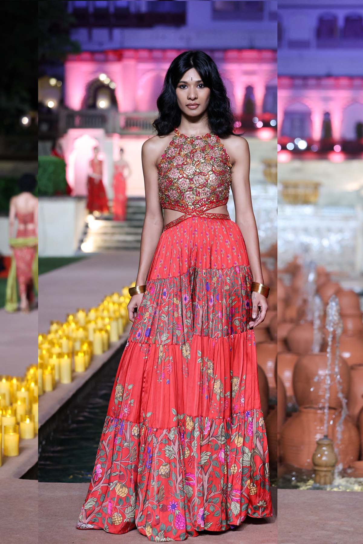 Punit Balana Surkh Laal Velvet Lehenga set indian designer wear online shopping melange singapore 