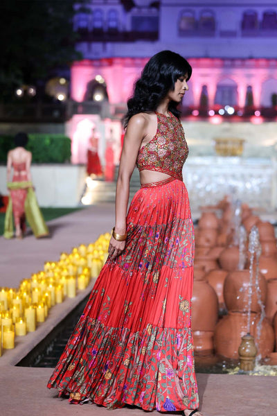 Punit Balana Surkh Laal Velvet Lehenga set indian designer wear online shopping melange singapore 