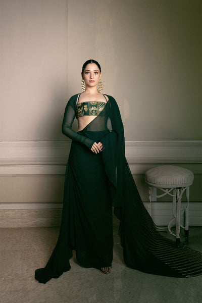 Punit Balana Trikone Draped Saree indian designer wear online shopping melange singapore