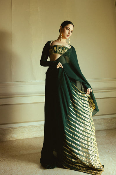 Punit Balana Trikone Draped Saree indian designer wear online shopping melange singapore