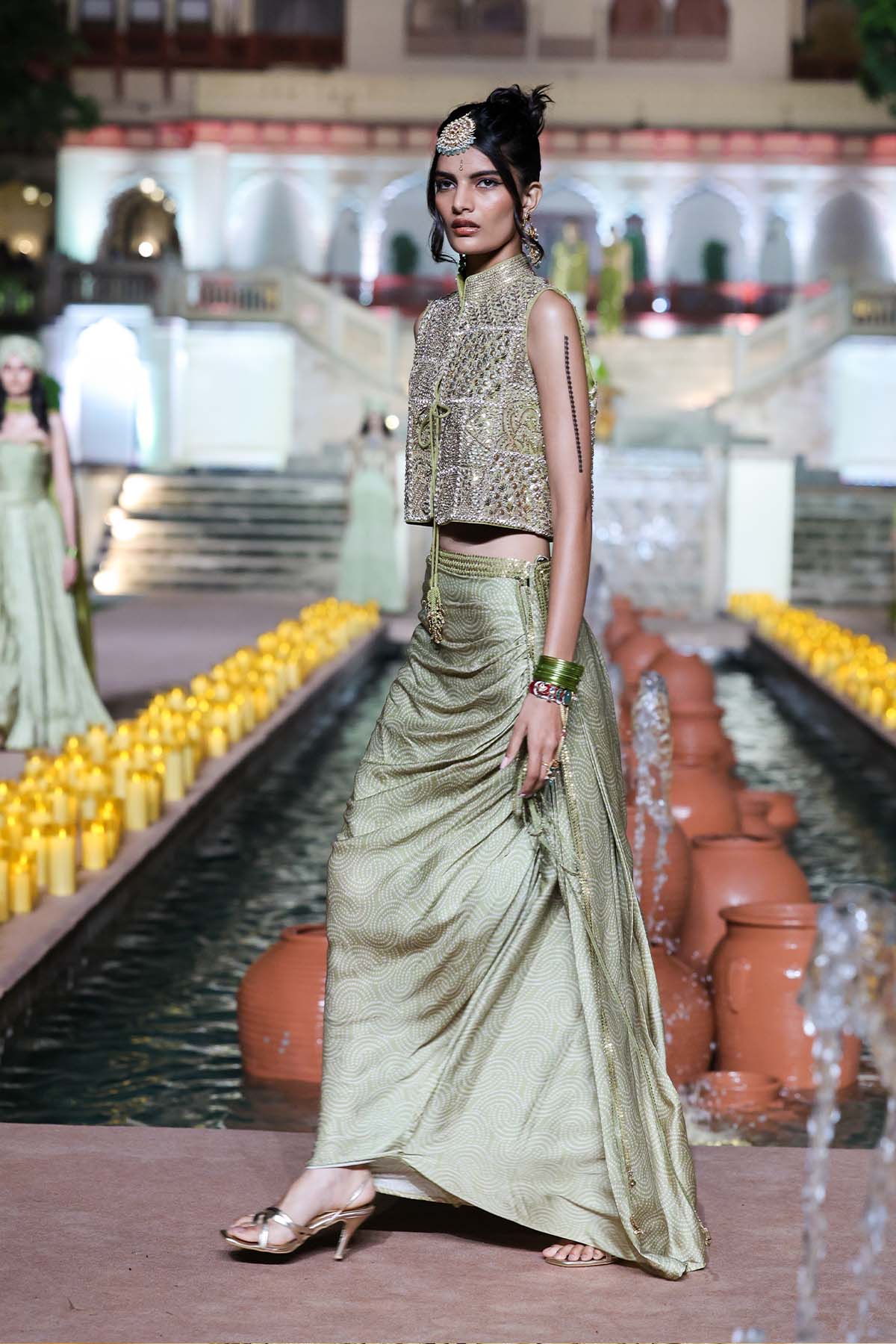 Punit Balana Waistcoat Drape skirt Set indian designer wear online shopping melange singapore 
