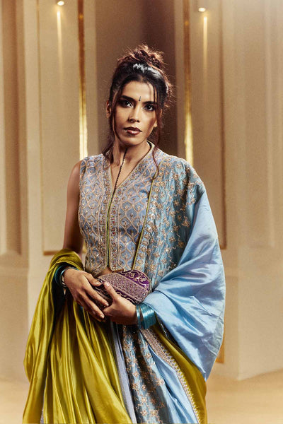 Punit Balana Waistcoat Lehenga Set Saleti indian designer wear online shopping melange singapore 