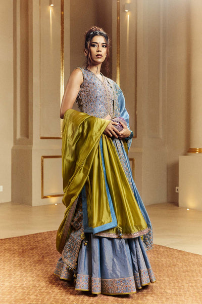 Punit Balana Waistcoat Lehenga Set Saleti indian designer wear online shopping melange singapore 
