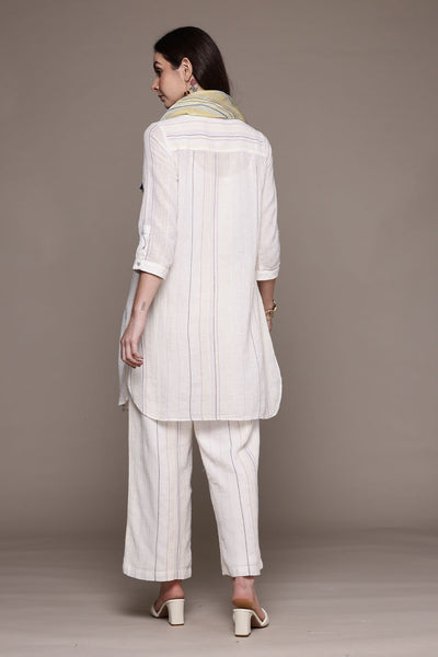 Ritu Kumar Beige Apeksha Kurta With Pant And Dupatta indian designer wear online shopping melange singapore 