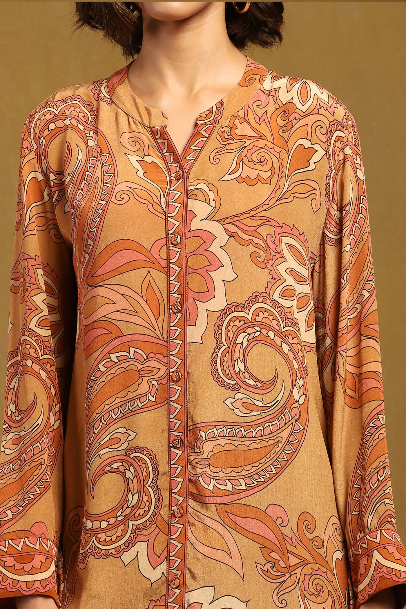 Ritu Kumar Beige Fatema Shirt indian designer wear online shopping melange singapore