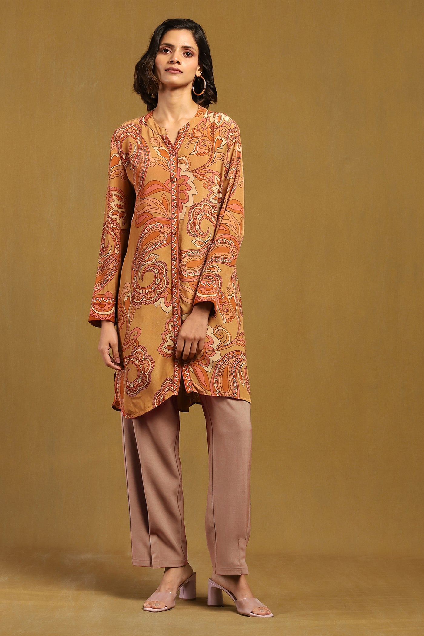 Ritu Kumar Beige Fatema Shirt indian designer wear online shopping melange singapore
