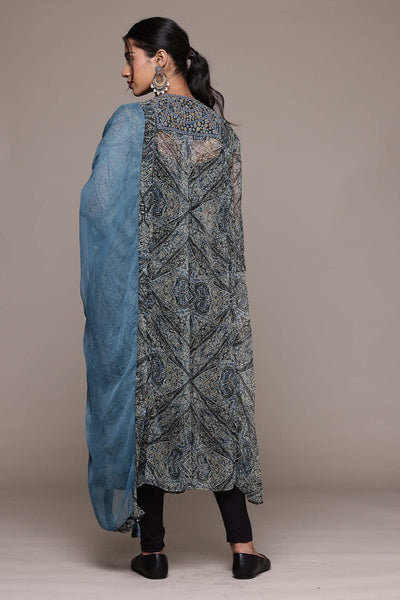 Ritu Kumar Black Avanti Kurta With Churidar And Dupatta indian designer wear online shopping melange singapore 