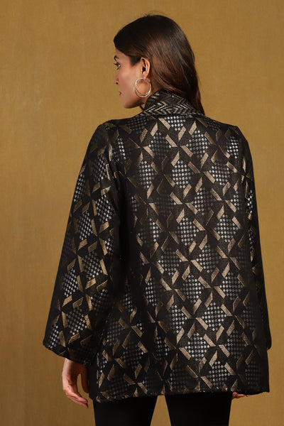 Ritu Kumar Black Brocode Shrug indian designer wear online shopping melange singapore