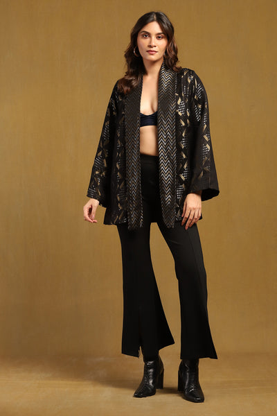 Ritu Kumar Black Brocode Shrug indian designer wear online shopping melange singapore