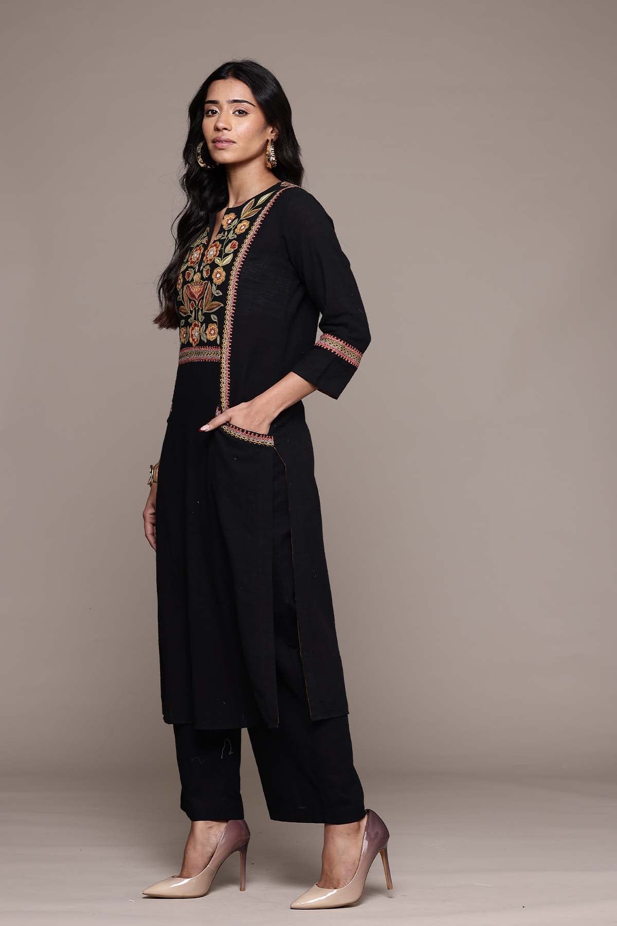 Ritu Kumar Black Carpet Kurta With Pant indian designer wear online shopping melange singapore 