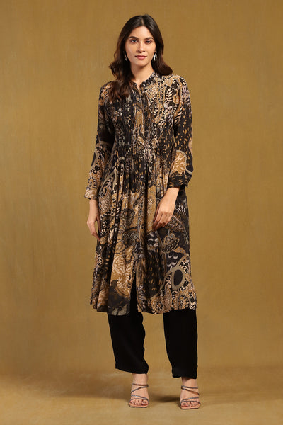 Ritu Kumar Black Dewey Kurta indian designer wear online shopping melange singapore

