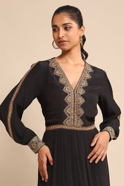 Ritu Kumar Black Embroidered Dress indian designer wear online shopping melange singapore
