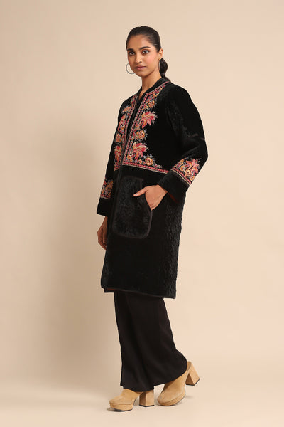 Ritu Kumar Black embroidered jacket indian designer wear online shopping melange singapore