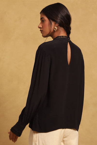 Ritu Kumar Black Full Sleeves Solid Shirt indian designer wear online shopping melange singapore
