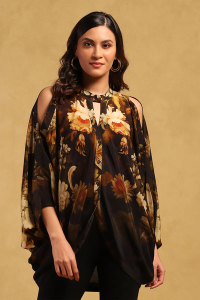 Ritu Kumar Black Genevieve Short Top indian designer wear online shopping melange singapore
