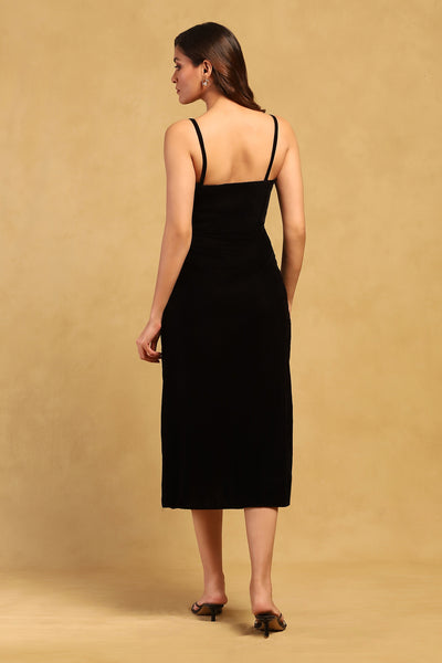 Ritu Kumar Black Geo Applique Long Dress indian designer wear online shopping melange singapore