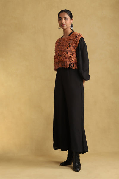 Ritu Kumar Black Jumpsuit with Macrame Top indian designer wear online shopping melange singapore