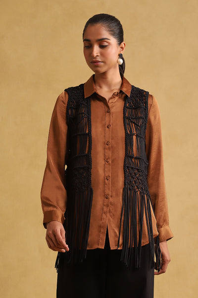 Ritu Kumar Black Macrame Shrug indian designer wear online shopping melange singapore