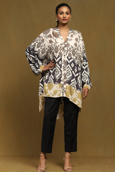 Ritu Kumar Black Printed Kurti indian designer wear online shopping melange singapore
