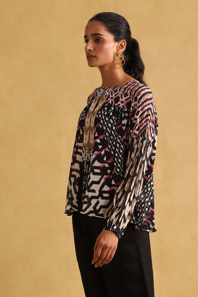 Ritu Kumar Black Printed Kurti indian designer wear online shopping melange singapore