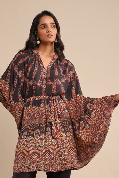 Ritu Kumar Black Printed Kurti With Camisole indian designer wear online shopping melange singapore