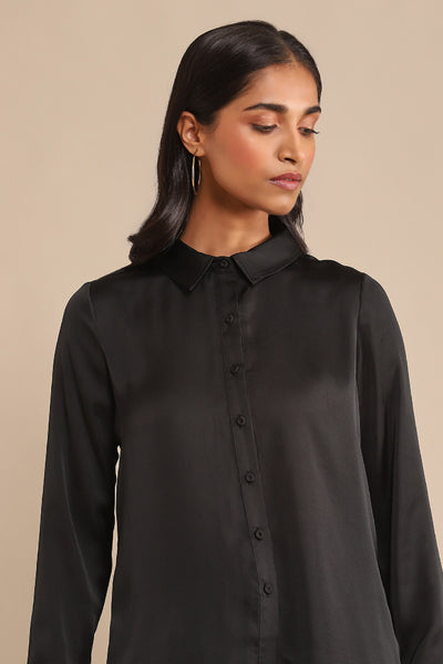 Ritu Kumar Black Solid Shirt indian designer wear online shopping melange singapore