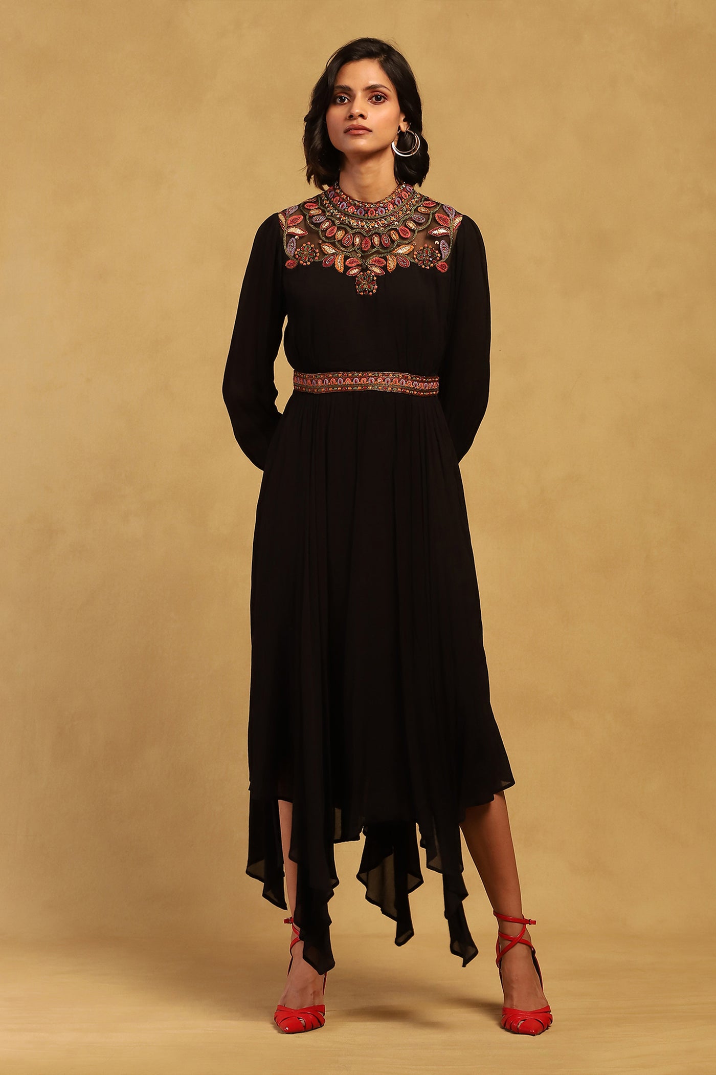 Ritu Kumar Black Velentine Long Dress indian designer wear online shopping melange singapore