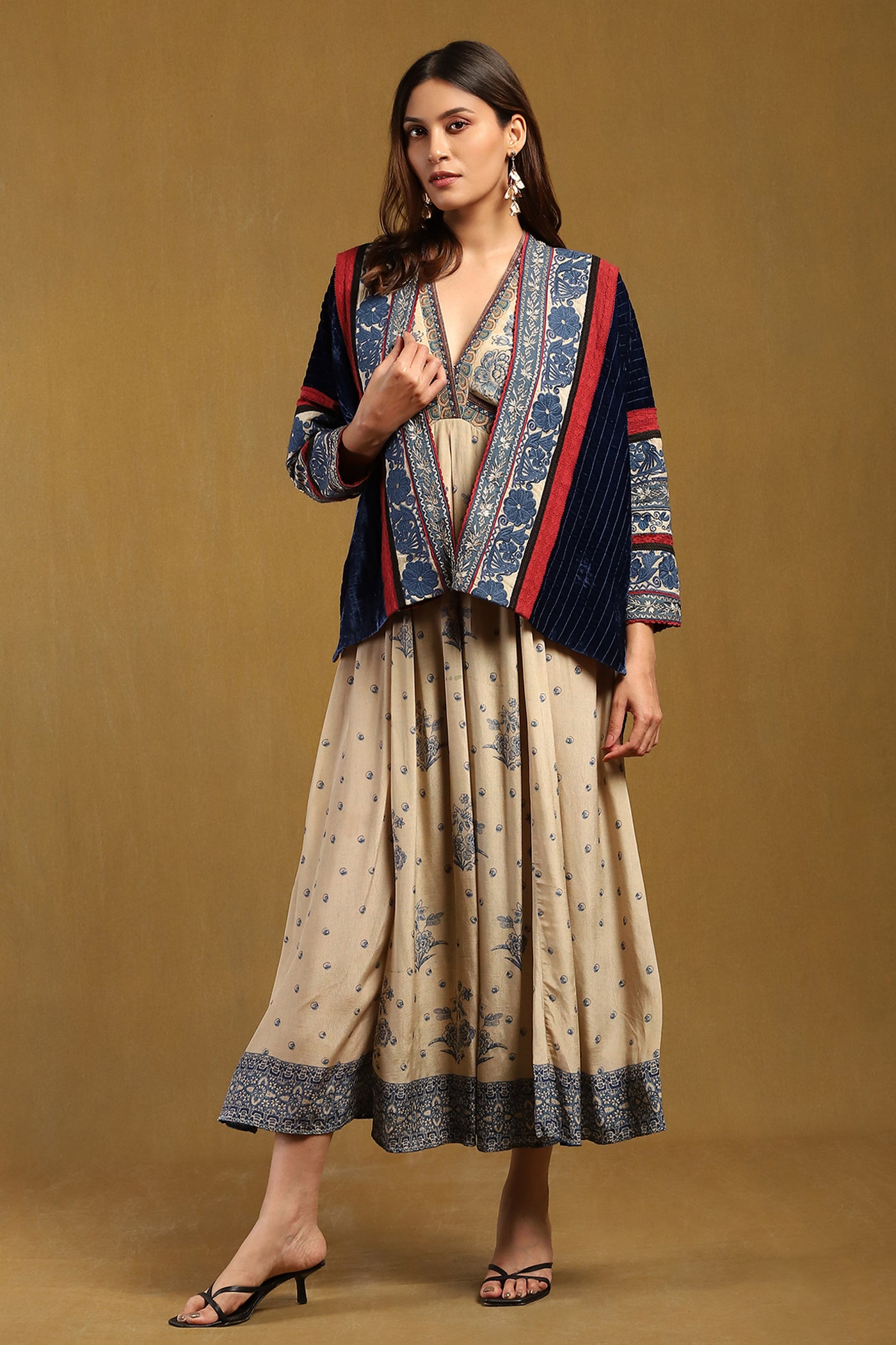 Ritu Kumar Blue Azra Jacket indian designer wear online shopping melange singapore
