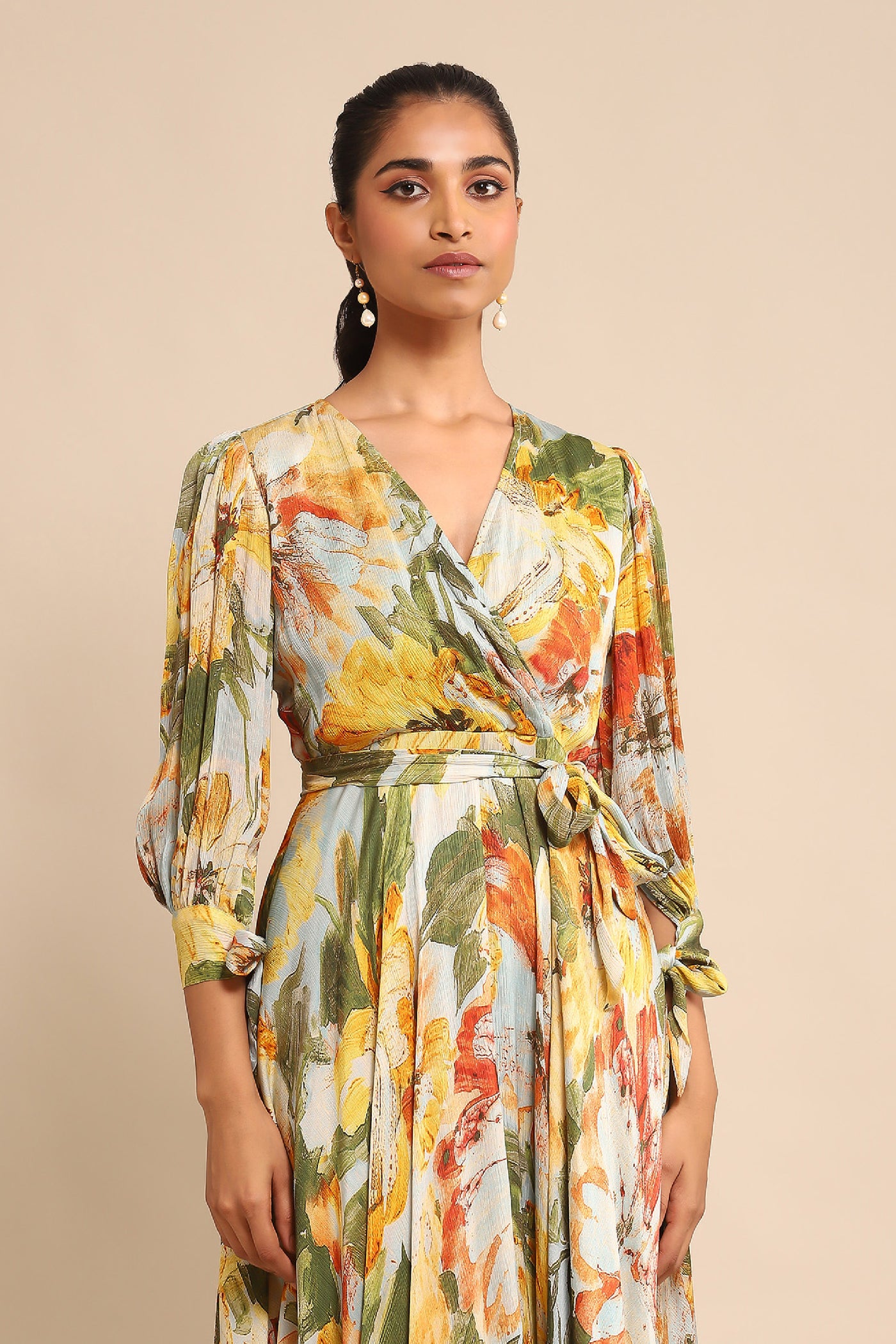 Ritu Kumar Blue Floral Print Dress indian designer wear online shopping melange singapore