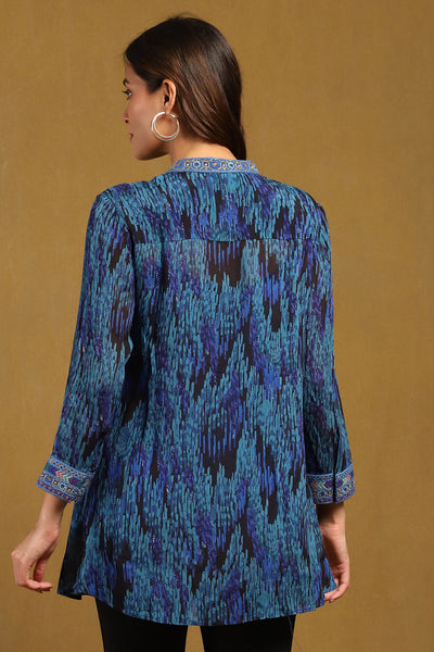 Ritu Kumar Blue Niagra Shirt With Camisole indian designer wear online shopping melange singapore