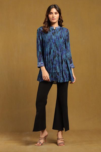 Ritu Kumar Blue Niagra Shirt With Camisole indian designer wear online shopping melange singapore