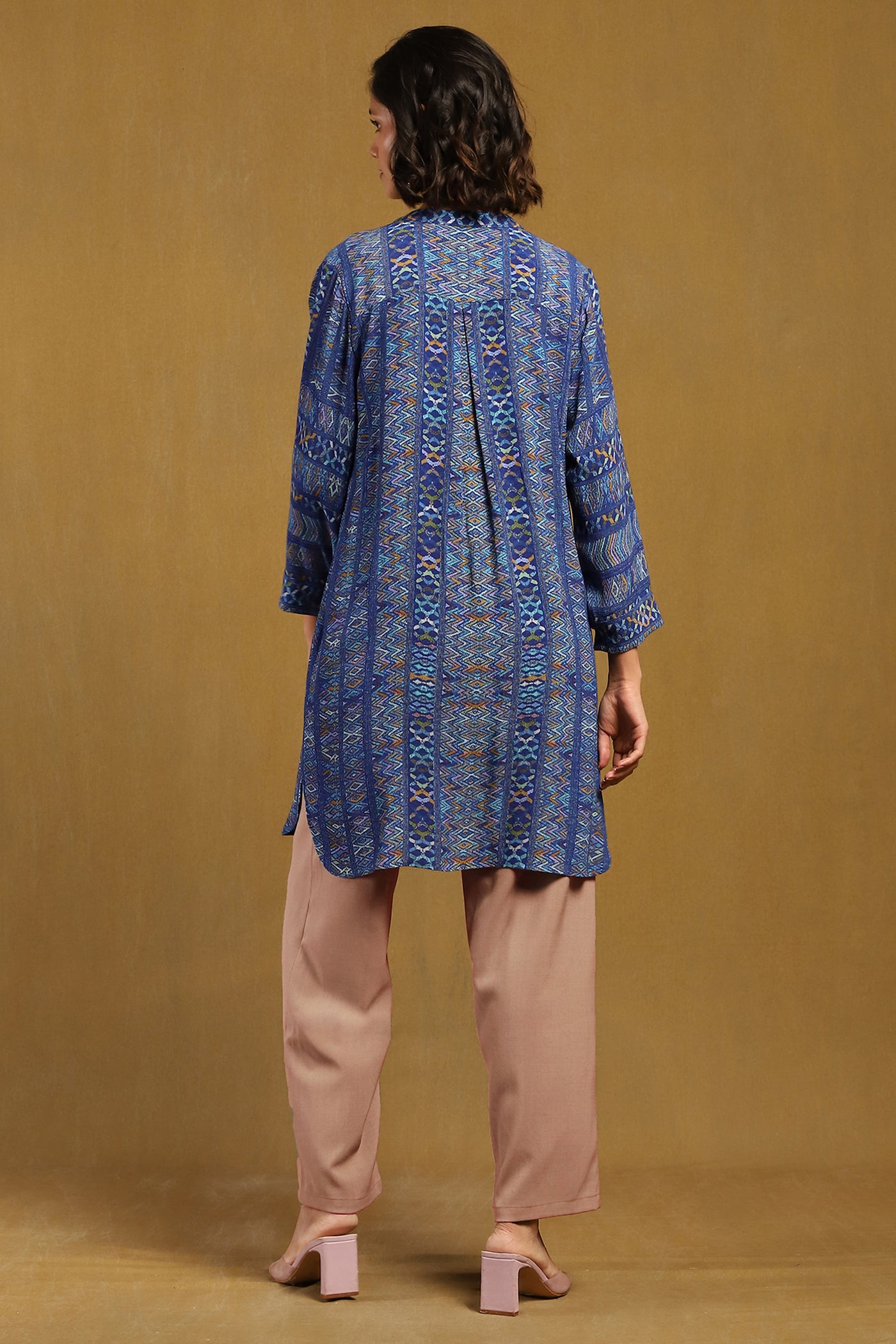 Ritu Kumar Blue Peru Shirt indian designer wear online shopping melange singapore