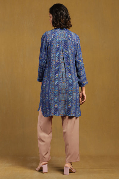 Ritu Kumar Blue Peru Shirt indian designer wear online shopping melange singapore