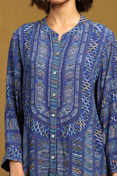 Ritu Kumar Blue Peru Shirt indian designer wear online shopping melange singapore