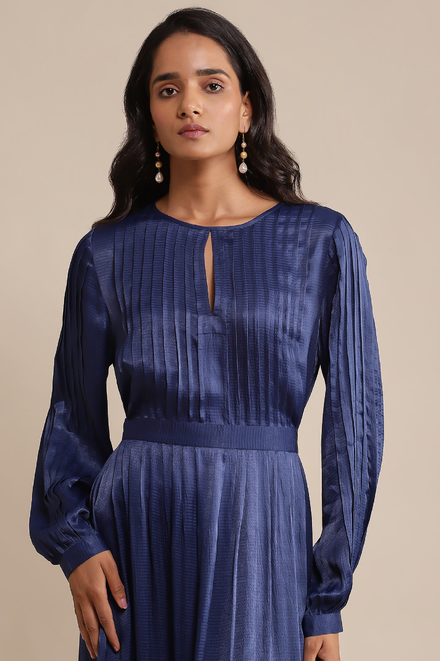 Ritu Kumar Blue Solid Dress indian designer wear online shopping melange singapore