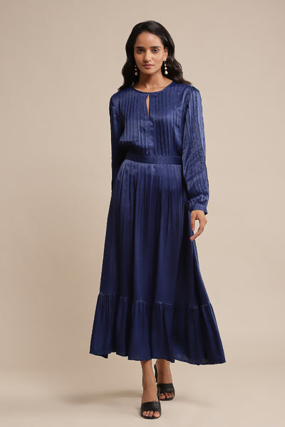 Ritu Kumar Blue Solid Dress indian designer wear online shopping melange singapore