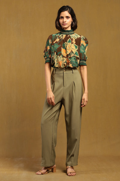 Ritu Kumar Brown Anisa Top indian designer wear online shopping melange singapore
