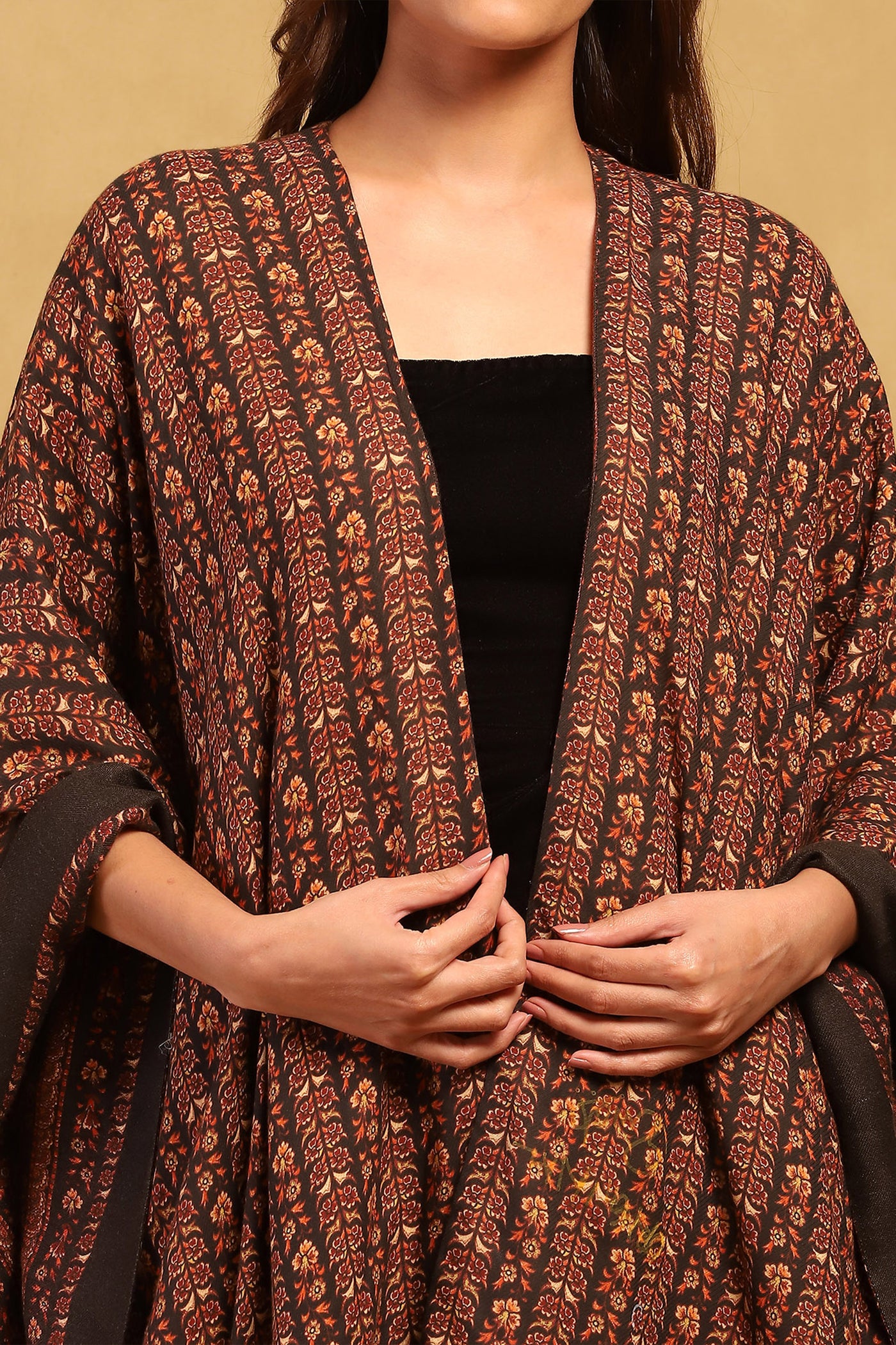 Ritu Kumar Brown Fab Shrug indian designer wear online shopping melange singapore