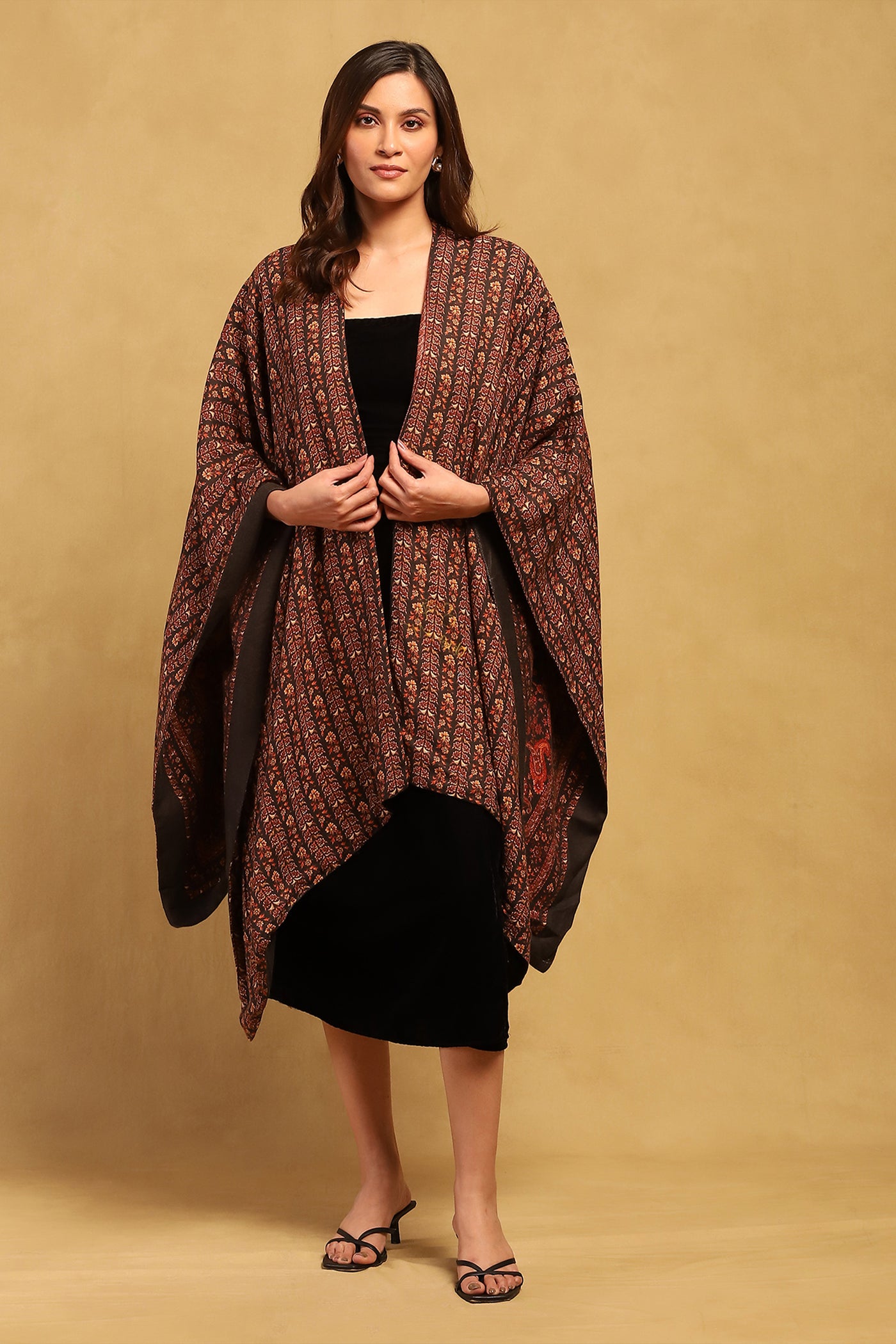 Ritu Kumar Brown Fab Shrug indian designer wear online shopping melange singapore
