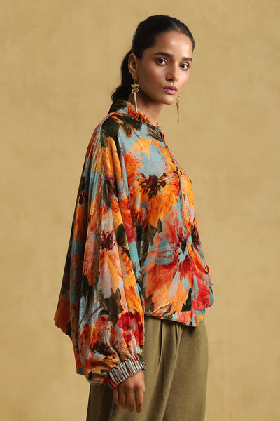 Ritu Kumar Floral Print Jacket indian designer wear online shopping melange singapore
