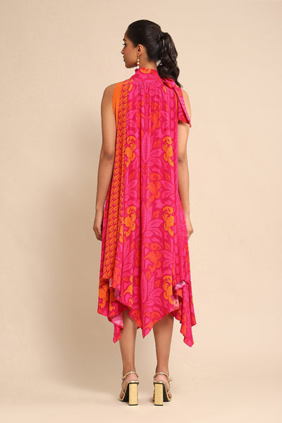 Ritu Kumar Fuschia Floral Print Dress indian designer wear online shopping melange singapore