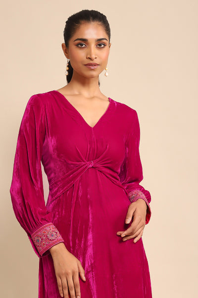 Ritu Kumar Fuchsia Solid Dress indian designer wear online shopping melange singapore