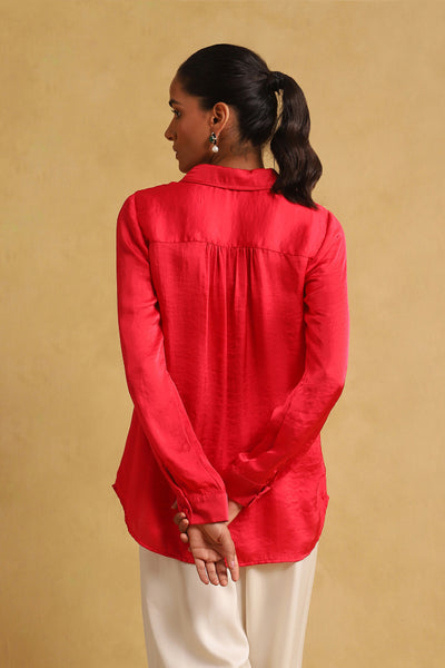 Ritu Kumar Fuchsia Solid Shirt indian designer wear online shopping melange singapore