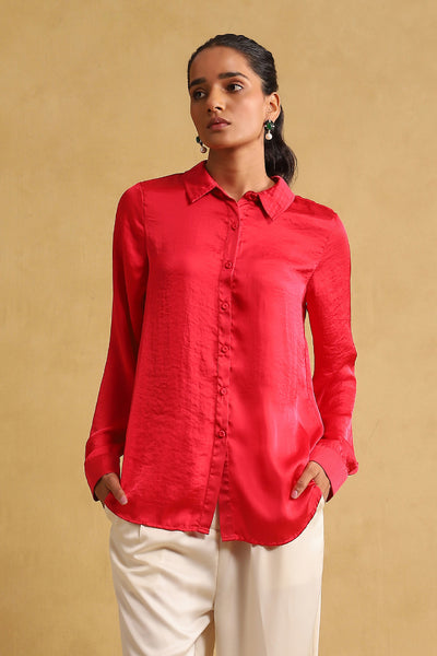 Ritu Kumar Fuchsia Solid Shirt indian designer wear online shopping melange singapore