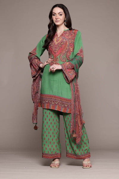 Ritu Kumar Green Adrika Kurta With Palazzo And Dupatta indian designer wear online shopping melange singapore 