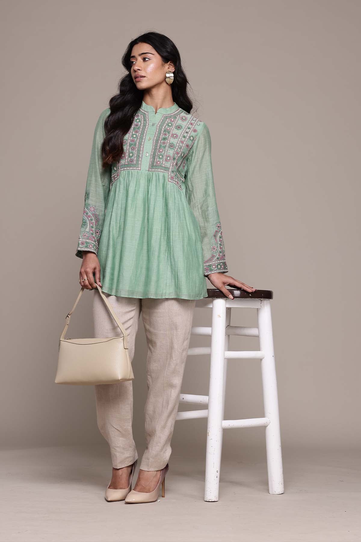 Ritu Kumar Green Dharohar Kurti indian designer wear online shopping melange singapore 