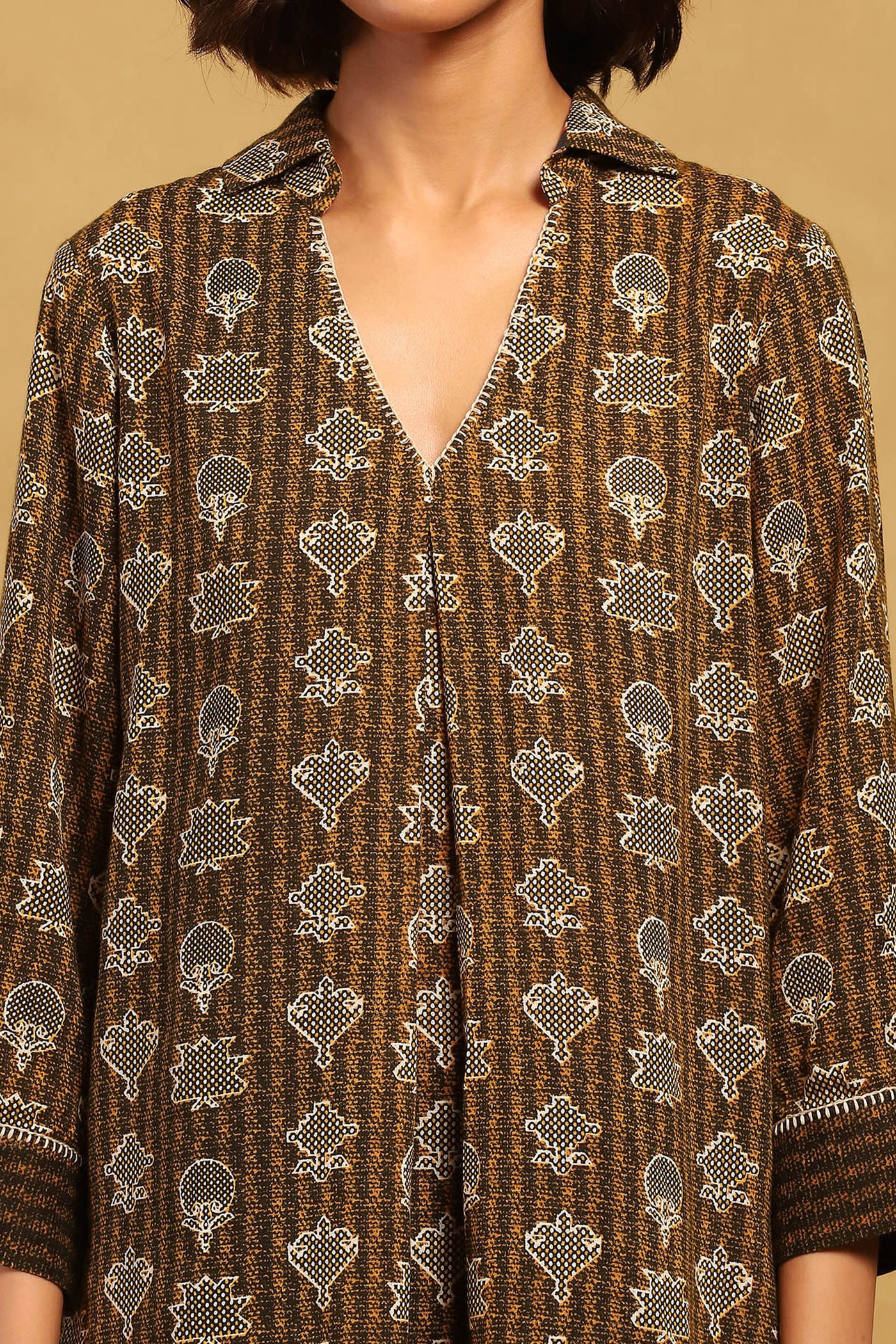 Ritu Kumar Green Dhriti Shirt indian designer wear online shopping melange singapore